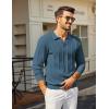 image:imageCOOFANDY Mens Knit Long Sleeve Polo Shirt Casual Polo Collared Sweater VNeck Textured PulloverDark Blue