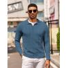 image:imageCOOFANDY Mens Knit Long Sleeve Polo Shirt Casual Polo Collared Sweater VNeck Textured PulloverDark Blue