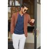 image:imageCOOFANDY Mens Knit Long Sleeve Polo Shirt Casual Polo Collared Sweater VNeck Textured PulloverDark Blue