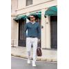 image:imageCOOFANDY Mens Knit Long Sleeve Polo Shirt Casual Polo Collared Sweater VNeck Textured PulloverDark Blue