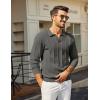 image:imageCOOFANDY Mens Knit Long Sleeve Polo Shirt Casual Polo Collared Sweater VNeck Textured PulloverDark Grey