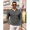image:imageCOOFANDY Mens Knit Long Sleeve Polo Shirt Casual Polo Collared Sweater VNeck Textured PulloverDark Grey