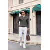image:imageCOOFANDY Mens Knit Long Sleeve Polo Shirt Casual Polo Collared Sweater VNeck Textured PulloverDark Grey