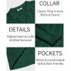 image:imageCOOFANDY Mens Knit Long Sleeve Polo Shirt Casual Polo Collared Sweater VNeck Textured PulloverEvergreen
