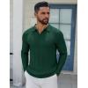 image:imageCOOFANDY Mens Knit Long Sleeve Polo Shirt Casual Polo Collared Sweater VNeck Textured PulloverEvergreen