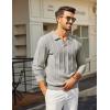 image:imageCOOFANDY Mens Knit Long Sleeve Polo Shirt Casual Polo Collared Sweater VNeck Textured PulloverLight Gray