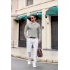 image:imageCOOFANDY Mens Knit Long Sleeve Polo Shirt Casual Polo Collared Sweater VNeck Textured PulloverLight Gray