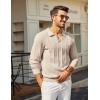 image:imageCOOFANDY Mens Knit Long Sleeve Polo Shirt Casual Polo Collared Sweater VNeck Textured PulloverLight Khaki