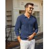 image:imageCOOFANDY Mens Knit Long Sleeve Polo Shirt Casual Polo Collared Sweater VNeck Textured PulloverNavy Blue