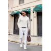 image:imageCOOFANDY Mens Knit Long Sleeve Polo Shirt Casual Polo Collared Sweater VNeck Textured PulloverWhite