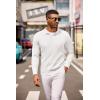 image:imageCOOFANDY Mens Knit Long Sleeve Polo Shirt Casual Polo Collared Sweater VNeck Textured PulloverWhite