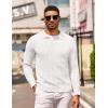 image:imageCOOFANDY Mens Knit Long Sleeve Polo Shirt Casual Polo Collared Sweater VNeck Textured PulloverWhite