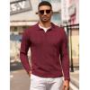 image:imageCOOFANDY Mens Knit Long Sleeve Polo Shirt Casual Polo Collared Sweater VNeck Textured PulloverWine Red