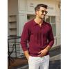 image:imageCOOFANDY Mens Knit Long Sleeve Polo Shirt Casual Polo Collared Sweater VNeck Textured PulloverWine Red