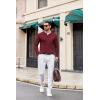 image:imageCOOFANDY Mens Knit Long Sleeve Polo Shirt Casual Polo Collared Sweater VNeck Textured PulloverWine Red