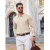 image:imageCOOFANDY Mens Knit Polo Sweater Long Sleeve Quarter Button Polo Shirts Casual Ribbed Collared Shirt Golf Pullover SweatersBeige