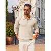 image:imageCOOFANDY Mens Knit Polo Sweater Long Sleeve Quarter Button Polo Shirts Casual Ribbed Collared Shirt Golf Pullover SweatersBeige