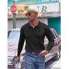 image:imageCOOFANDY Mens Knit Polo Sweater Long Sleeve Quarter Button Polo Shirts Casual Ribbed Collared Shirt Golf Pullover SweatersBlack