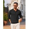image:imageCOOFANDY Mens Knit Polo Sweater Long Sleeve Quarter Button Polo Shirts Casual Ribbed Collared Shirt Golf Pullover SweatersBlack