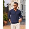 image:imageCOOFANDY Mens Knit Polo Sweater Long Sleeve Quarter Button Polo Shirts Casual Ribbed Collared Shirt Golf Pullover SweatersBlue Purple