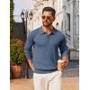 image:imageCOOFANDY Mens Knit Polo Sweater Long Sleeve Quarter Button Polo Shirts Casual Ribbed Collared Shirt Golf Pullover SweatersDark Blue