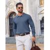image:imageCOOFANDY Mens Knit Polo Sweater Long Sleeve Quarter Button Polo Shirts Casual Ribbed Collared Shirt Golf Pullover SweatersDark Blue