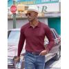image:imageCOOFANDY Mens Knit Polo Sweater Long Sleeve Quarter Button Polo Shirts Casual Ribbed Collared Shirt Golf Pullover SweatersDark Red