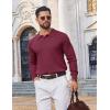 image:imageCOOFANDY Mens Knit Polo Sweater Long Sleeve Quarter Button Polo Shirts Casual Ribbed Collared Shirt Golf Pullover SweatersDark Red
