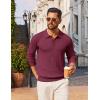 image:imageCOOFANDY Mens Knit Polo Sweater Long Sleeve Quarter Button Polo Shirts Casual Ribbed Collared Shirt Golf Pullover SweatersDark Red