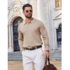 image:imageCOOFANDY Mens Knit Polo Sweater Long Sleeve Quarter Button Polo Shirts Casual Ribbed Collared Shirt Golf Pullover SweatersKhaki