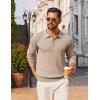 image:imageCOOFANDY Mens Knit Polo Sweater Long Sleeve Quarter Button Polo Shirts Casual Ribbed Collared Shirt Golf Pullover SweatersKhaki