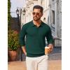 image:imageCOOFANDY Mens Knit Polo Sweater Long Sleeve Quarter Button Polo Shirts Casual Ribbed Collared Shirt Golf Pullover SweatersLake Green
