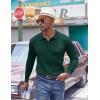 image:imageCOOFANDY Mens Knit Polo Sweater Long Sleeve Quarter Button Polo Shirts Casual Ribbed Collared Shirt Golf Pullover SweatersLake Green