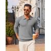 image:imageCOOFANDY Mens Knit Polo Sweater Long Sleeve Quarter Button Polo Shirts Casual Ribbed Collared Shirt Golf Pullover SweatersMedium Gray