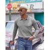 image:imageCOOFANDY Mens Knit Polo Sweater Long Sleeve Quarter Button Polo Shirts Casual Ribbed Collared Shirt Golf Pullover SweatersMedium Gray