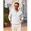 image:imageCOOFANDY Mens Knit Polo Sweater Long Sleeve Quarter Button Polo Shirts Casual Ribbed Collared Shirt Golf Pullover SweatersWhite