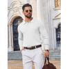 image:imageCOOFANDY Mens Knit Polo Sweater Long Sleeve Quarter Button Polo Shirts Casual Ribbed Collared Shirt Golf Pullover SweatersWhite