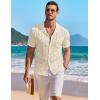 image:imageCOOFANDY Mens Knit Shirts Short Sleeve Button Down Casual Polo Shirt Summer Beach Vacation ShirtsBeige