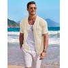 image:imageCOOFANDY Mens Knit Shirts Short Sleeve Button Down Casual Polo Shirt Summer Beach Vacation ShirtsBeige