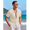 image:imageCOOFANDY Mens Knit Shirts Short Sleeve Button Down Casual Polo Shirt Summer Beach Vacation ShirtsBeige