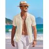 image:imageCOOFANDY Mens Knit Shirts Short Sleeve Button Down Casual Polo Shirt Summer Beach Vacation ShirtsBeige