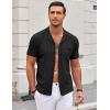 image:imageCOOFANDY Mens Knit Shirts Short Sleeve Button Down Casual Polo Shirt Summer Beach Vacation ShirtsBlack