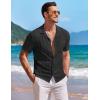 image:imageCOOFANDY Mens Knit Shirts Short Sleeve Button Down Casual Polo Shirt Summer Beach Vacation ShirtsBlack