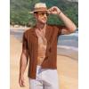 image:imageCOOFANDY Mens Knit Shirts Short Sleeve Button Down Casual Polo Shirt Summer Beach Vacation ShirtsCaramel
