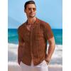 image:imageCOOFANDY Mens Knit Shirts Short Sleeve Button Down Casual Polo Shirt Summer Beach Vacation ShirtsCaramel