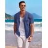 image:imageCOOFANDY Mens Knit Shirts Short Sleeve Button Down Casual Polo Shirt Summer Beach Vacation ShirtsDeep Blue