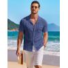 image:imageCOOFANDY Mens Knit Shirts Short Sleeve Button Down Casual Polo Shirt Summer Beach Vacation ShirtsDeep Blue