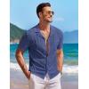 image:imageCOOFANDY Mens Knit Shirts Short Sleeve Button Down Casual Polo Shirt Summer Beach Vacation ShirtsDeep Blue