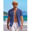 image:imageCOOFANDY Mens Knit Shirts Short Sleeve Button Down Casual Polo Shirt Summer Beach Vacation ShirtsDeep Blue