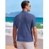 image:imageCOOFANDY Mens Knit Shirts Short Sleeve Button Down Casual Polo Shirt Summer Beach Vacation ShirtsDeep Blue